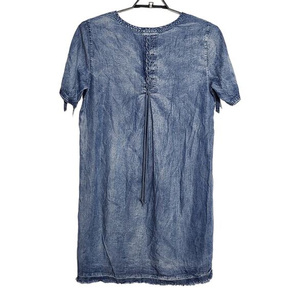 John Mark Chambray Shift Dress Blue Large Short Sleeve - Picture 2 of 5